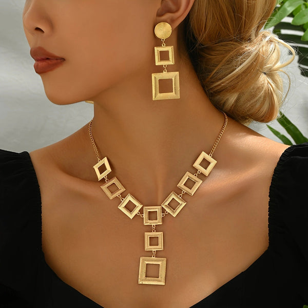 Luxury Gold Geometric Jewelry Set