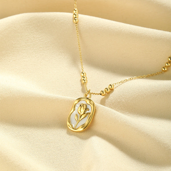 Rose Gold Shell Pendant Necklace For Women